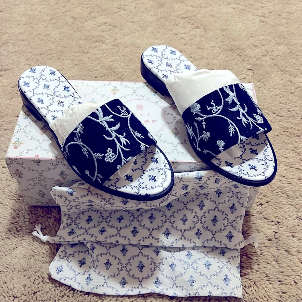 Hill House The Summer/City Slide in Blue Botanical size 10/40 NWB